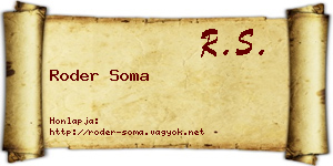 Roder Soma névjegykártya